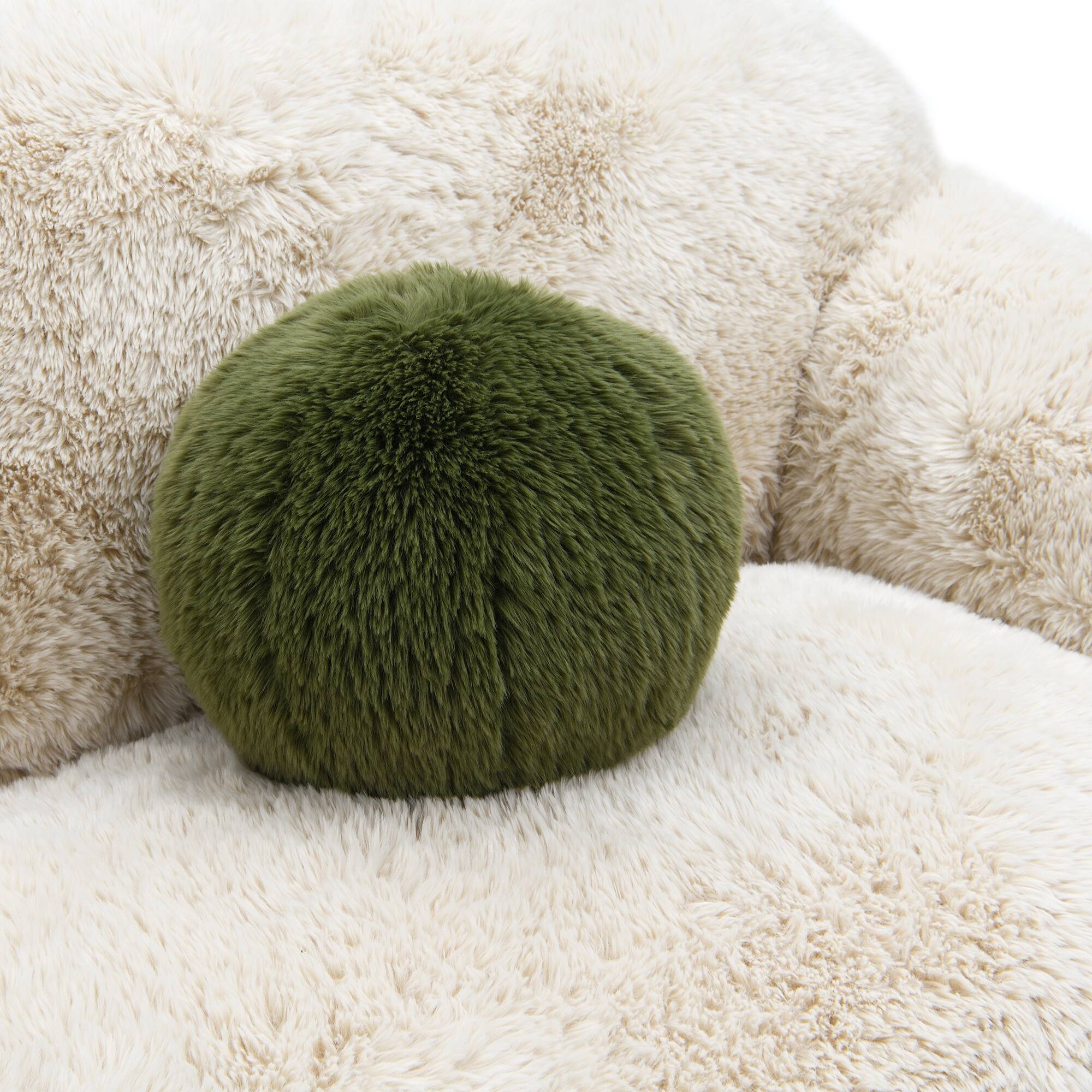 Alt View 7. Vaczon - Faux Fur Loveseat Sofa Cozy Shaggy Plush Chair for Home Apartment or Lounge Area with Accent Pillows - Sand.