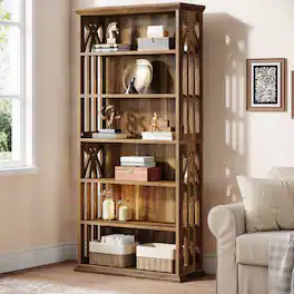 Tribesigns - Bookshelf with Engineered Wood Construction and Book and Decor Display for Living Room and Bedroom - Brown