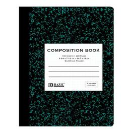 BAZIC Products - Premium Composition Book, 5-1" Quad-Ruled, Marble, 100 Sheets - 9-3/4" x 7-1/2"