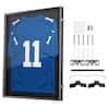 Front. VEVOR - Jersey Frame Display Case, 36.4 x 28.3 x 1.5 in, Wooden Sport Jersey Shadow Box with 98% UV Protection PC Panel - Black.