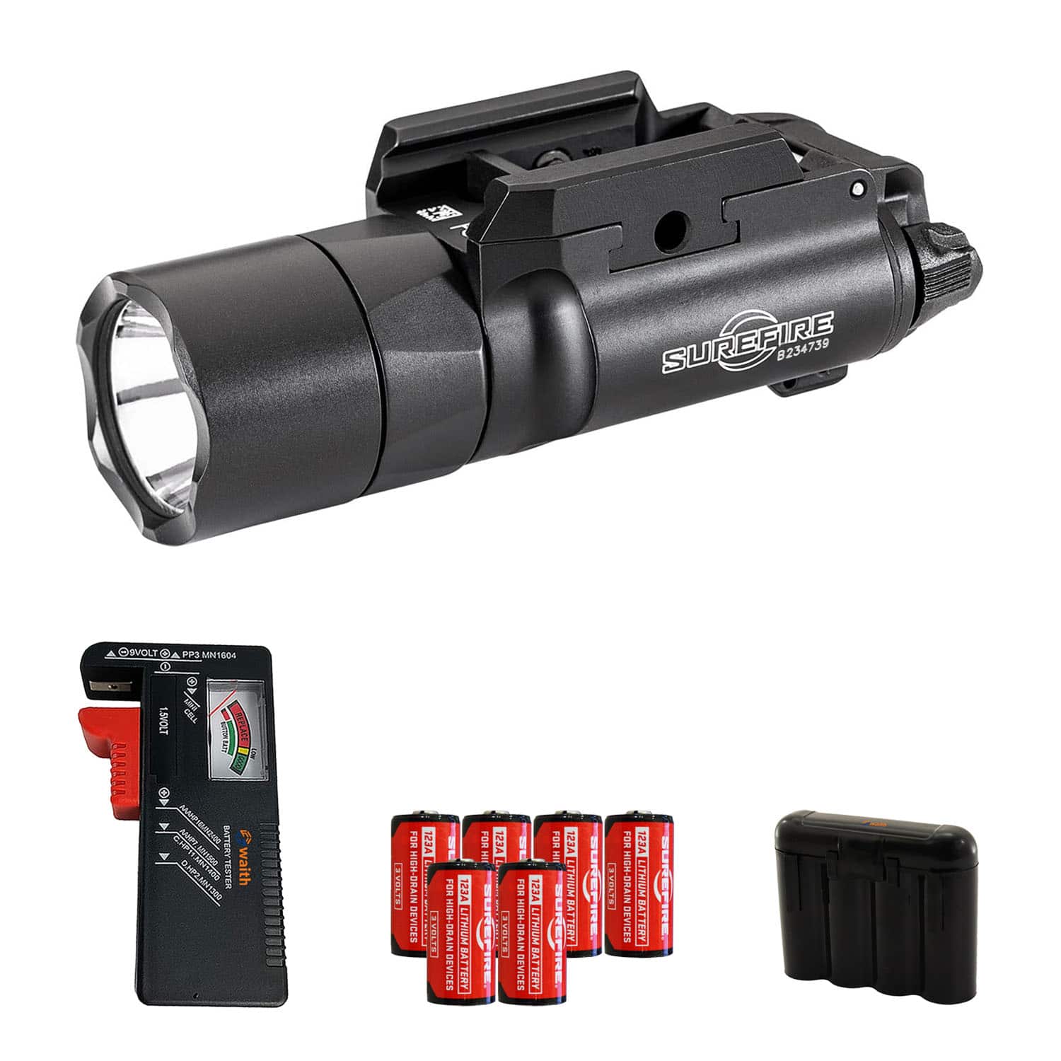 SureFire X300T B Turbo Handgun Weaponlight Batteries/Tester/Cases