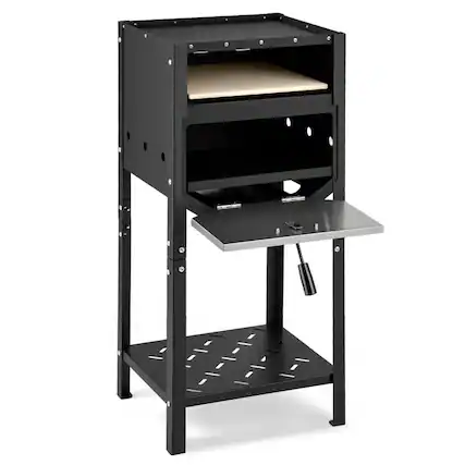 Front. Mondawe - Portable Outdoor Pizza Oven with Stone, Peel and Cover, 12 Inch Wood Fired - Black.