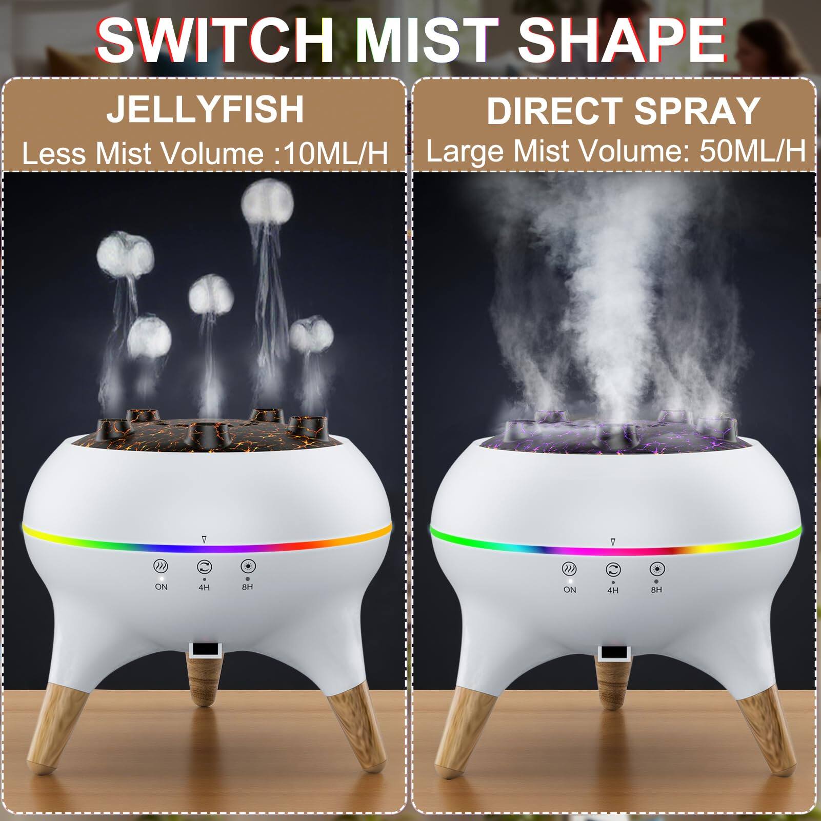 Live At Space Music Jellyfish Mist Diffuser 7 Color Light 2 Oils Quiet ...