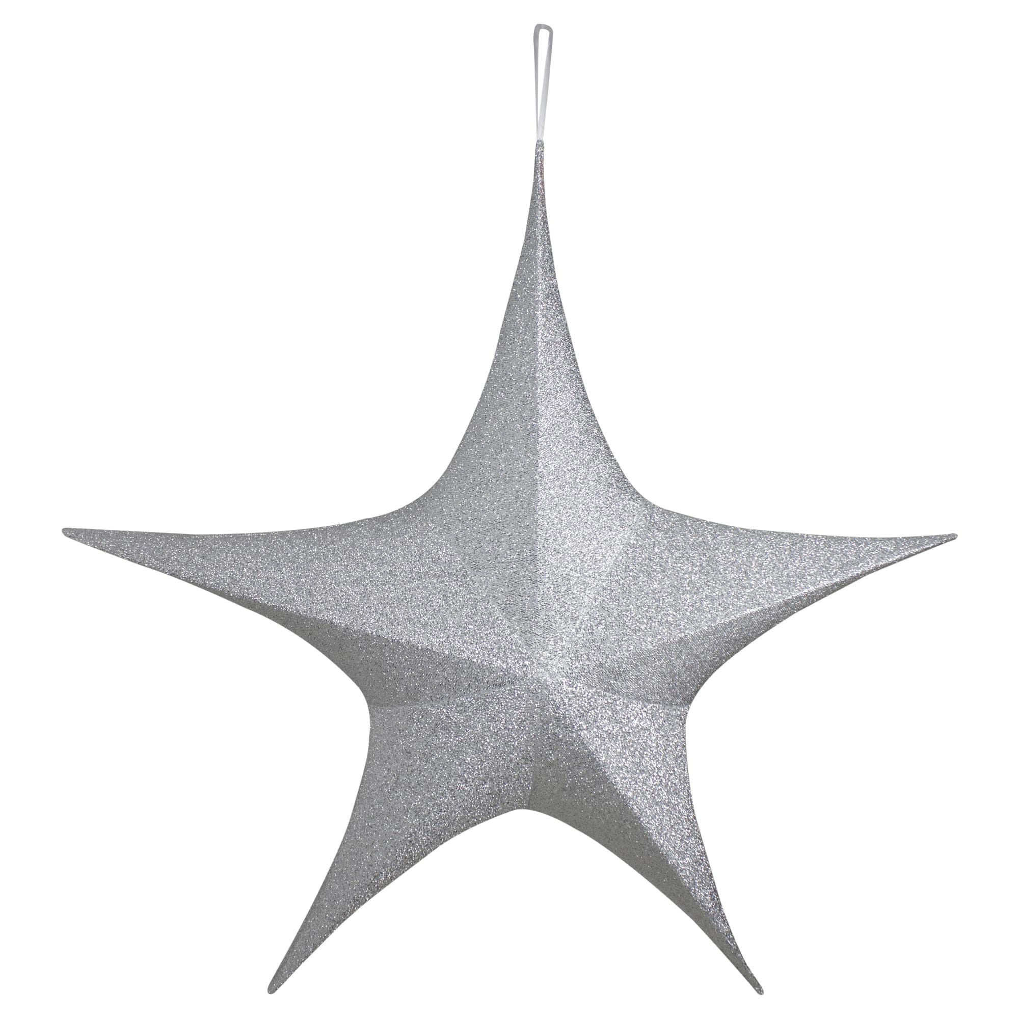 Northlight - Tinsel Foldable Glitter Star Outdoor Christmas Decoration - 44" - Silver
