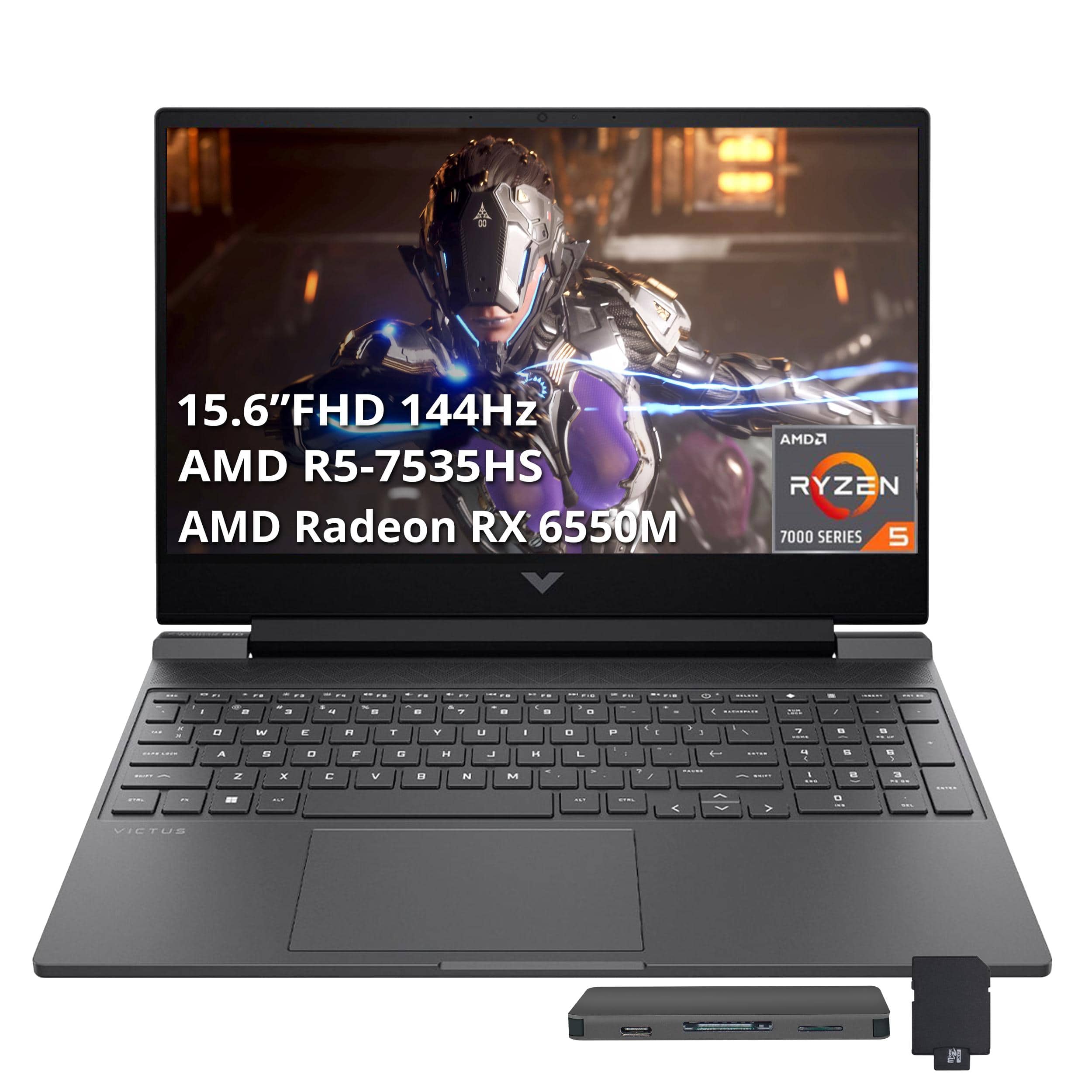 HP - Victus 15.6" Gaming LaptopAMD Ryzen 5-7535HS,16GB RAM,512GB SSD+256GB Dock Station,Radeon RX 6550M,Win 11 - Mica Silver