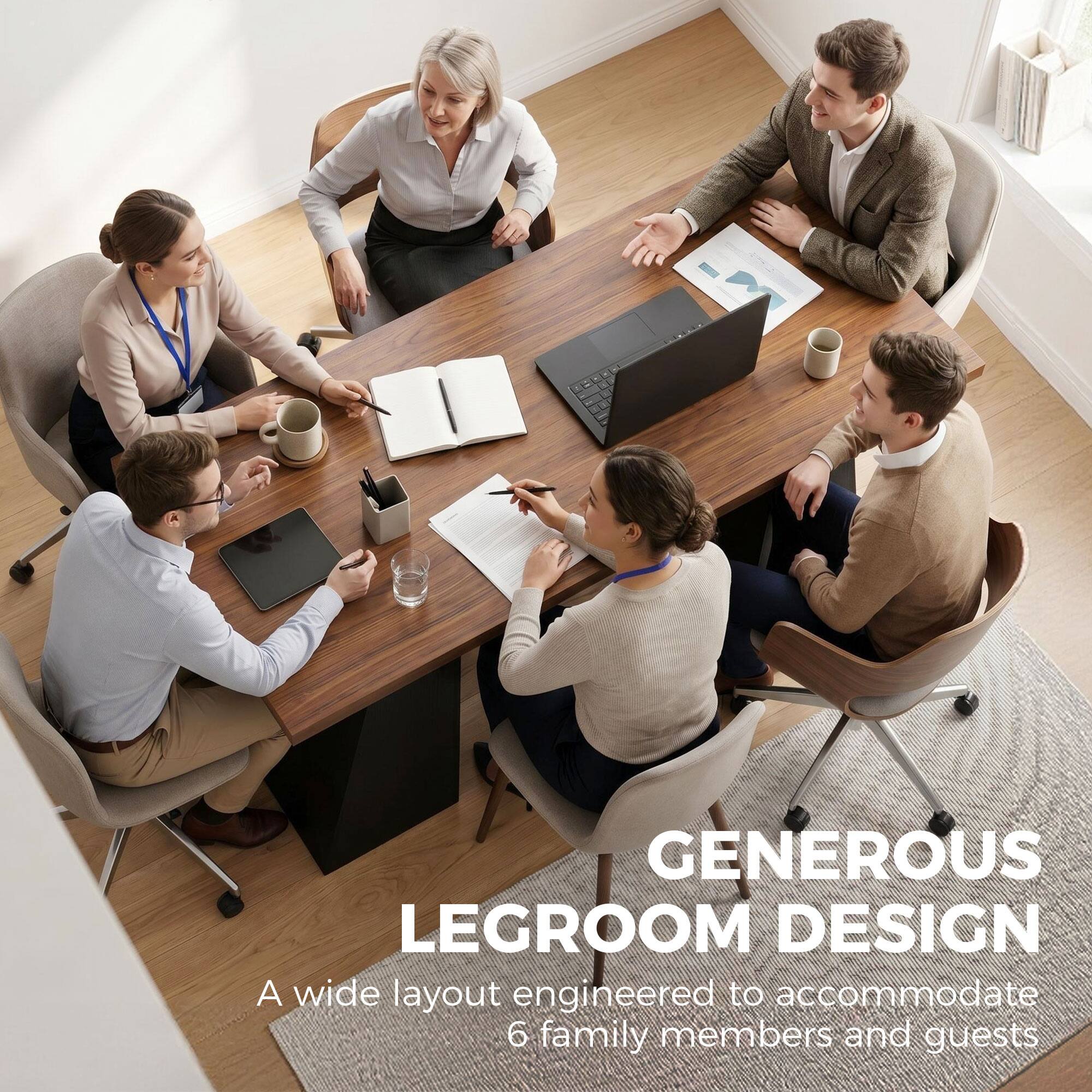 GENEROUS LEGROOM DESIGN  
A wide layout engineered to accommodate 6 family members and guests
