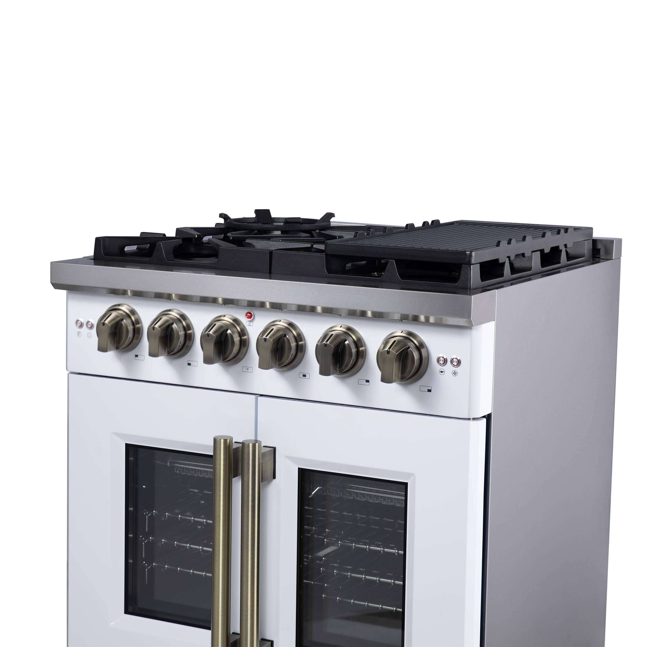Alt View 5. Forno Appliances - Capriasca 4.32 Cu. Ft. Freestanding Gas Convection Range with French Doors - White.