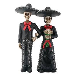 Pacific Trading - Mariachi Skeleton Couple Holding Hands Figurine 5.5 inch - Black