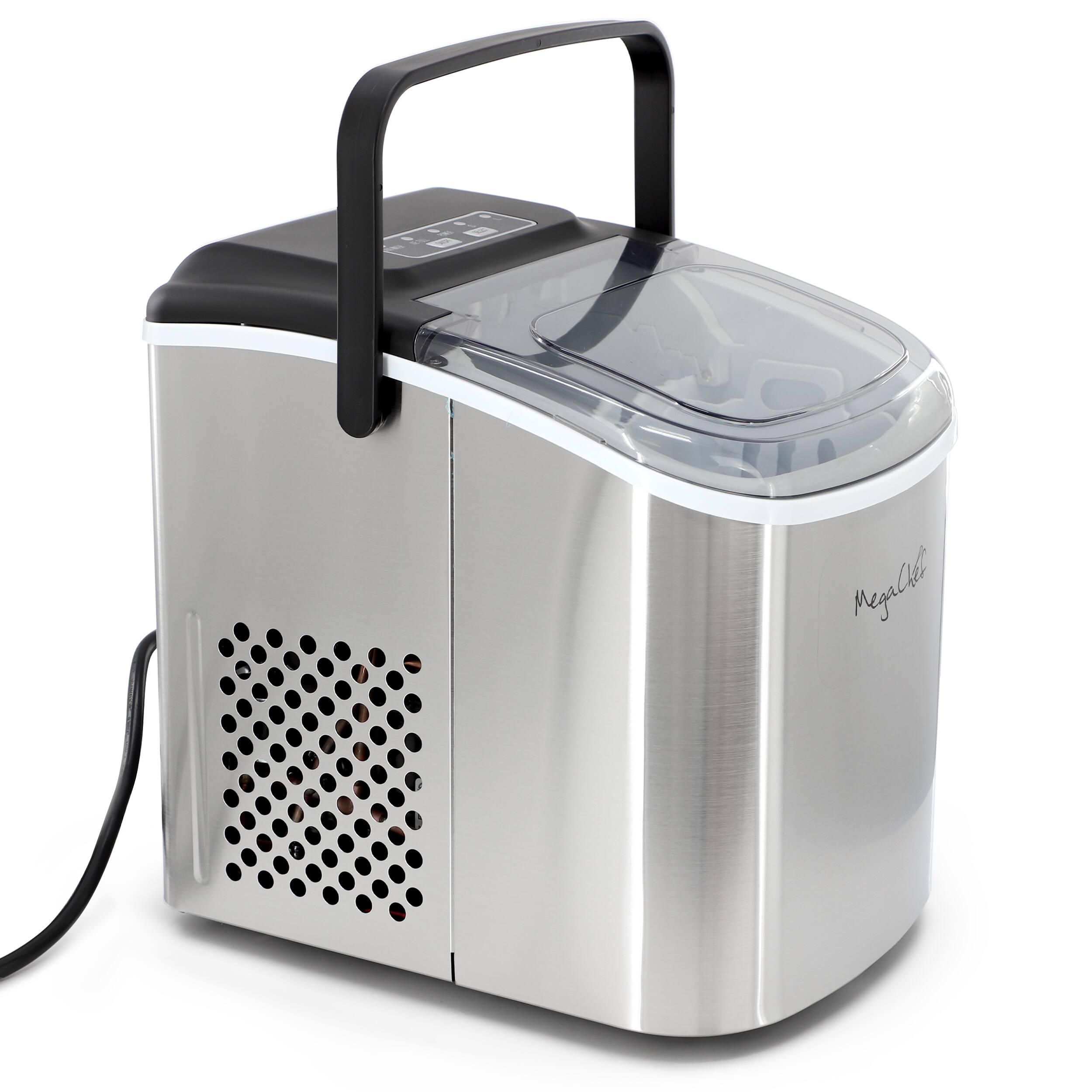 Alt View 2. MegaChef - MegaChef 26 Pound Countertop Stainless Steel Bullet Ice Maker with Basket and Scooper - Silver.