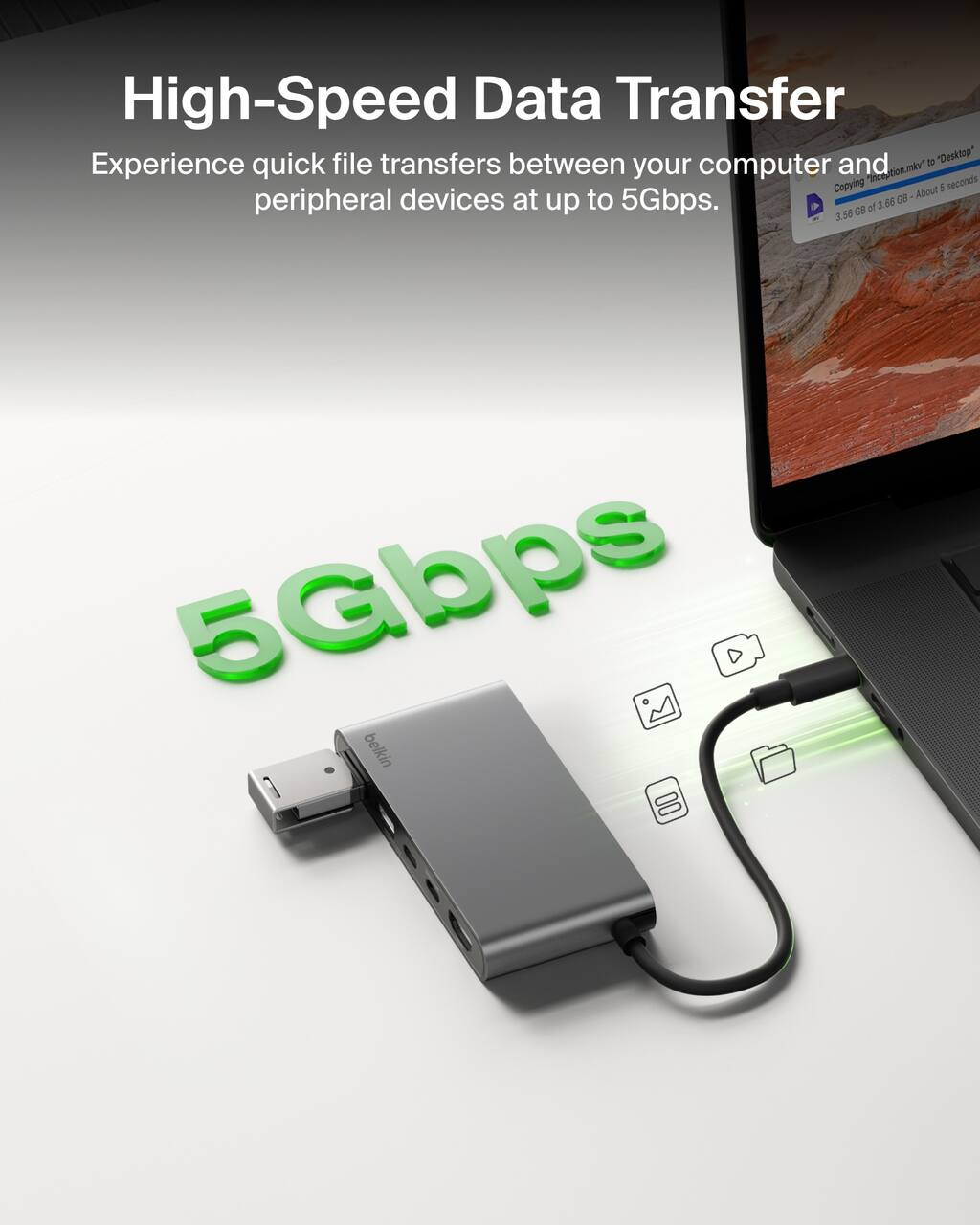 High-Speed Data Transfer

Experience quick file transfers between your computer and peripheral devices at up to 5Gbps.