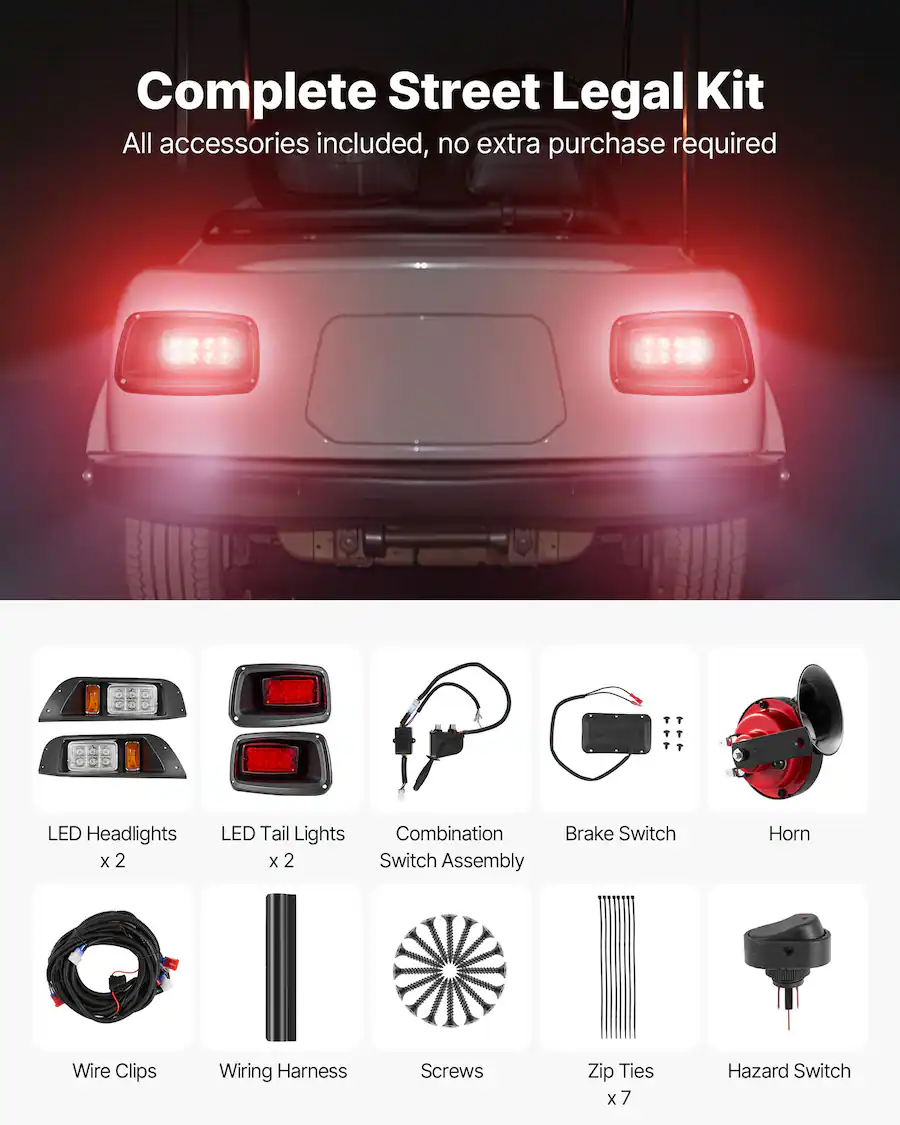 VEVOR Golf Cart Light Kit,12 Volt,Street Legal LED Headlight and Tail ...
