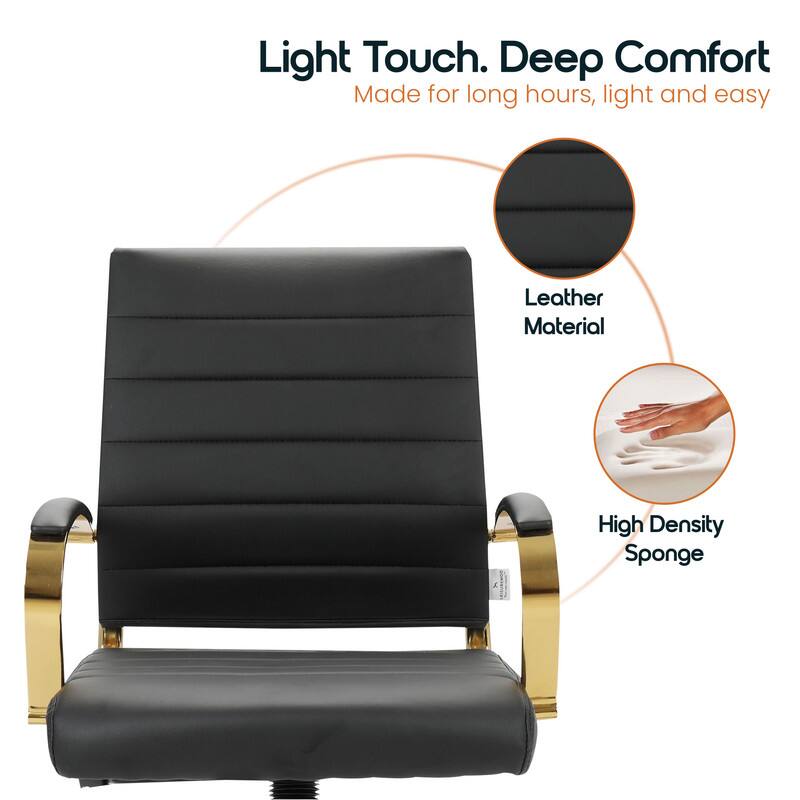 Light Touch. Deep Comfort  
Made for long hours, light and easy  

Leather Material  
High Density Sponge