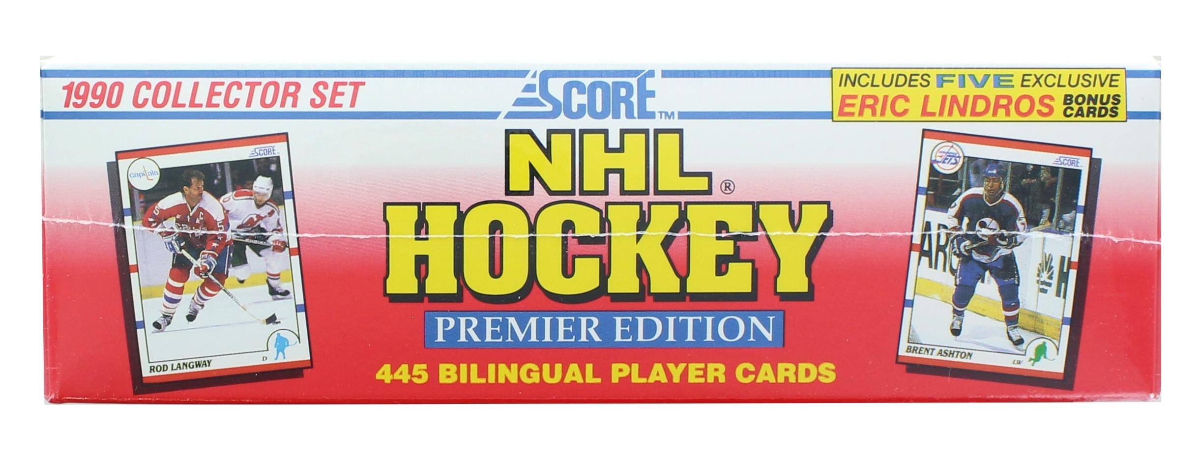 1990 Collector Set  
SCORE NHL Hockey Premier Edition  
445 Bilingual Player Cards  
Includes Five Exclusive Eric Lindros Bonus Cards