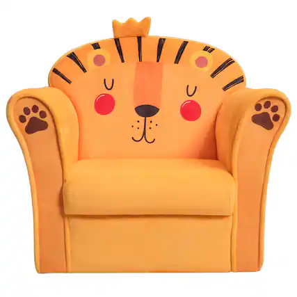 Front. Costway - Costway Kids Lion Sofa Children Armrest Couch Toddler Furniture Gift - Orange.
