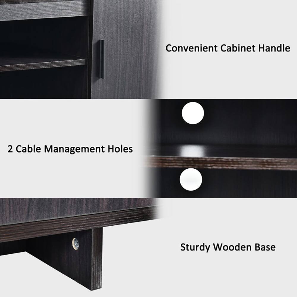 Convenient Cabinet Handle  
2 Cable Management Holes  
Sturdy Wooden Base