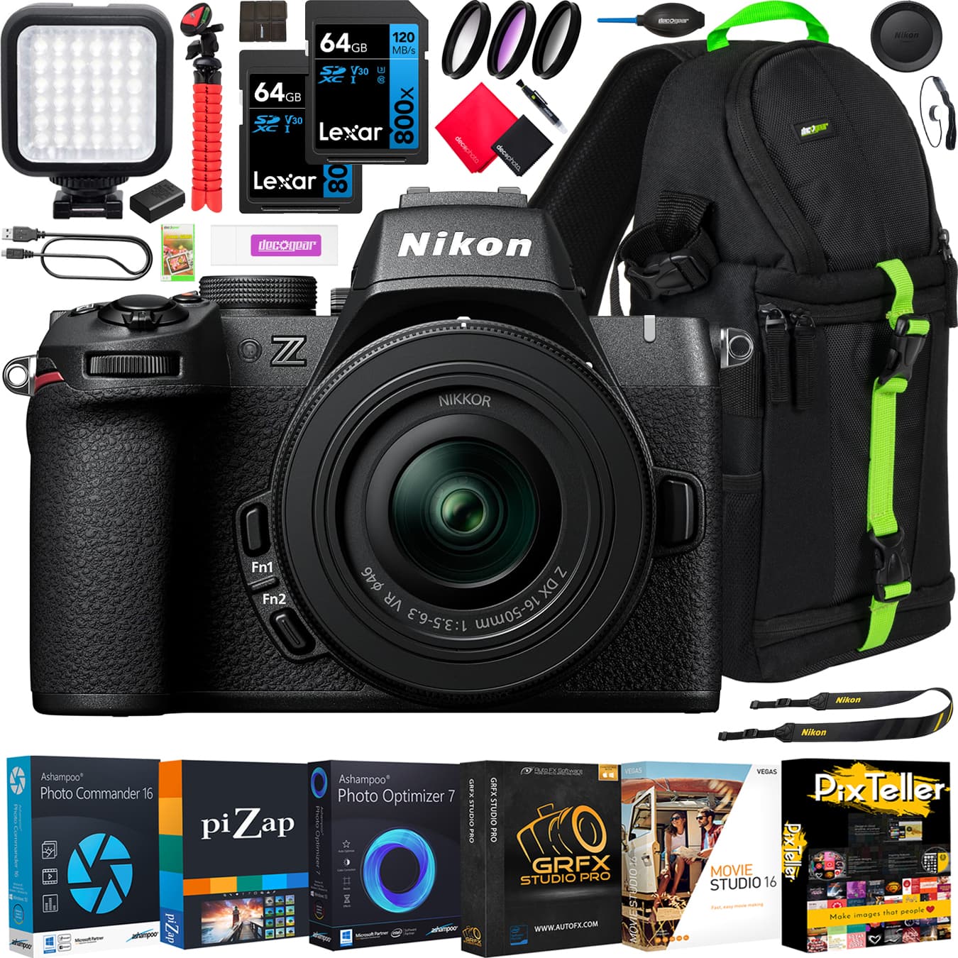 Nikon - Z50II Mirrorless Camera 4K DX Body + 16-50mm VR Lens Kit + Accessories Bundle