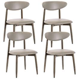 Gymax - Wooden Dining Chairs Set of 4 Upholstered Kitchen Chairs w/ Curved Backrest - Gray