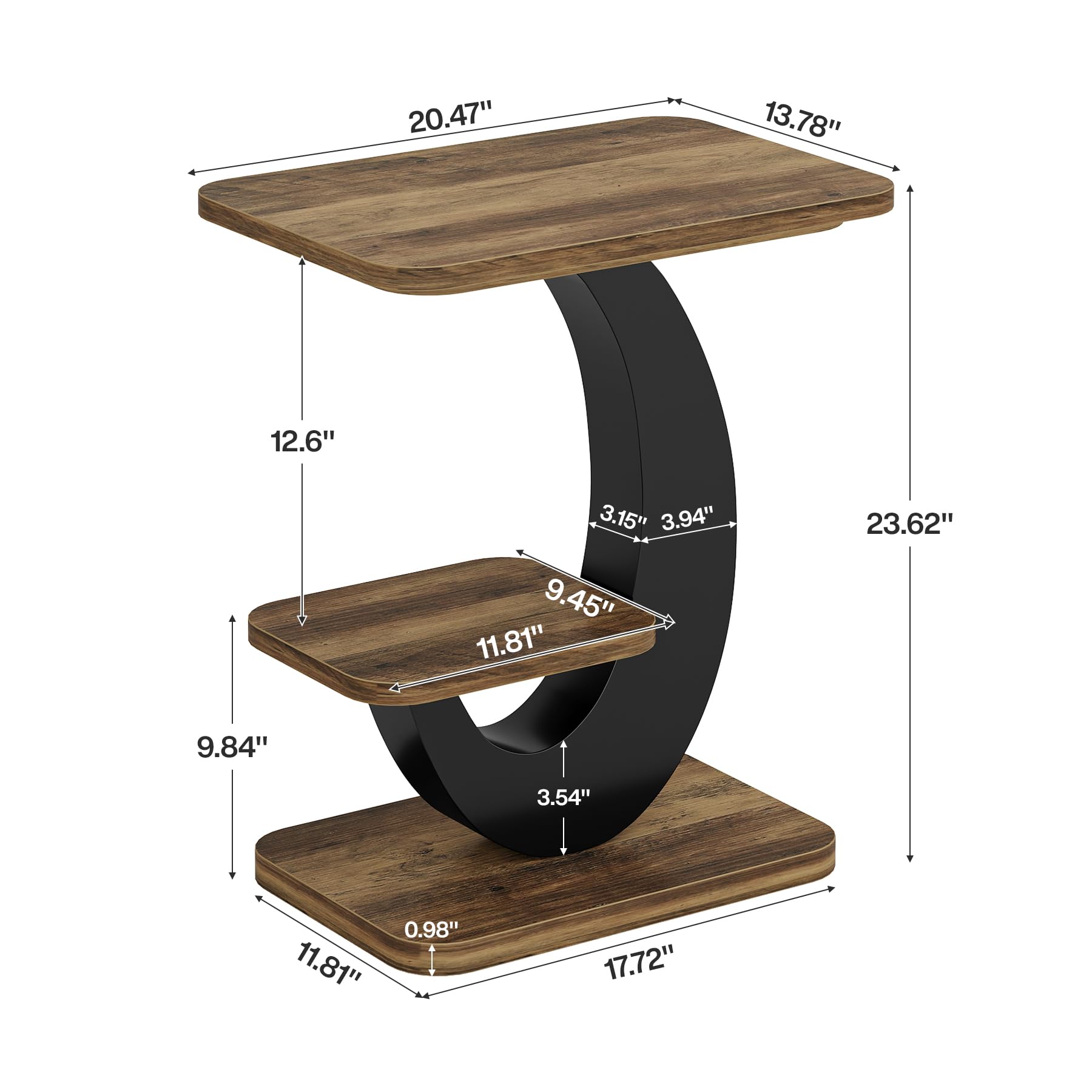 Tribesigns 2 Tier Narrow Side Table, End Table, Bedside Nightstand ...