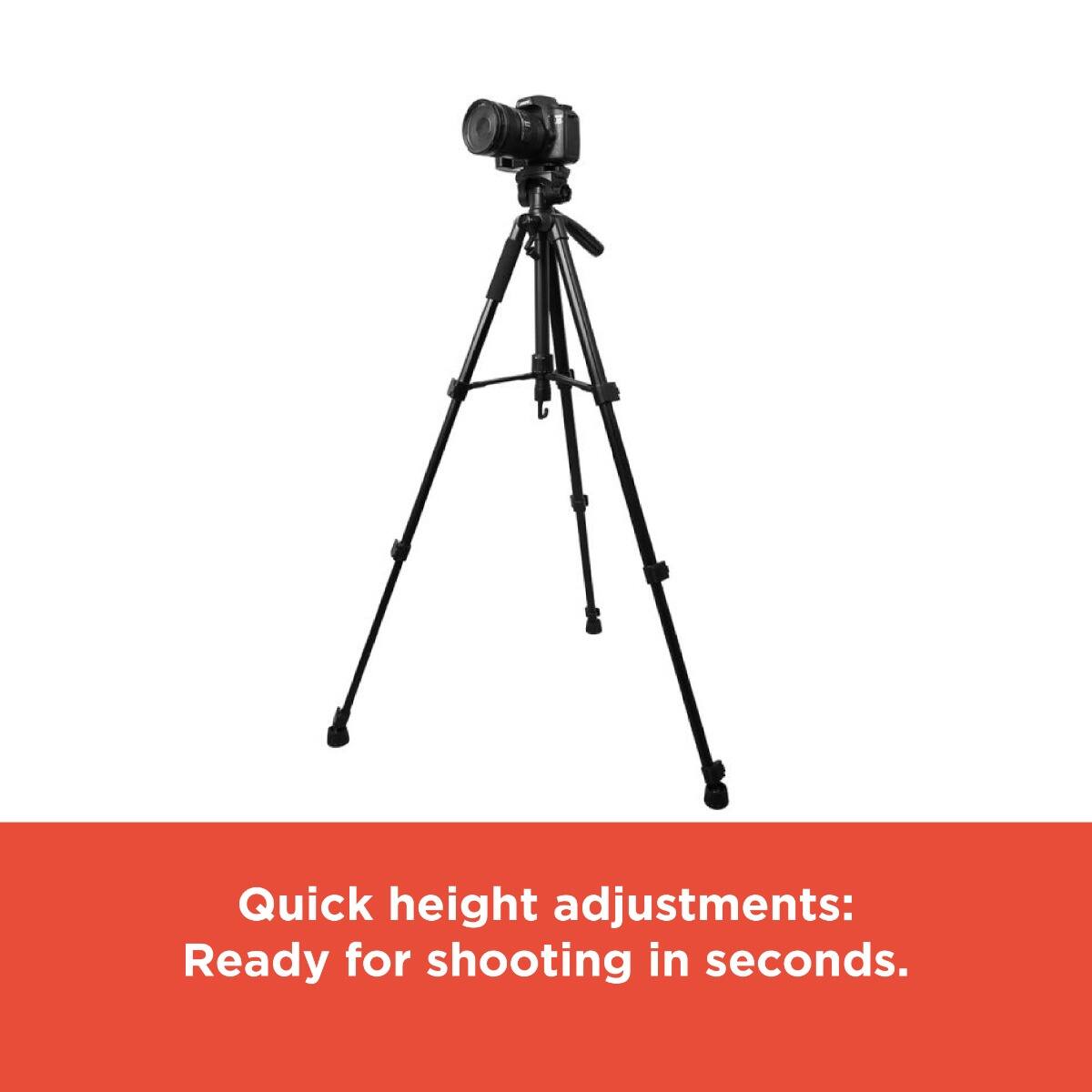 Quick height adjustments:  
Ready for shooting in seconds.