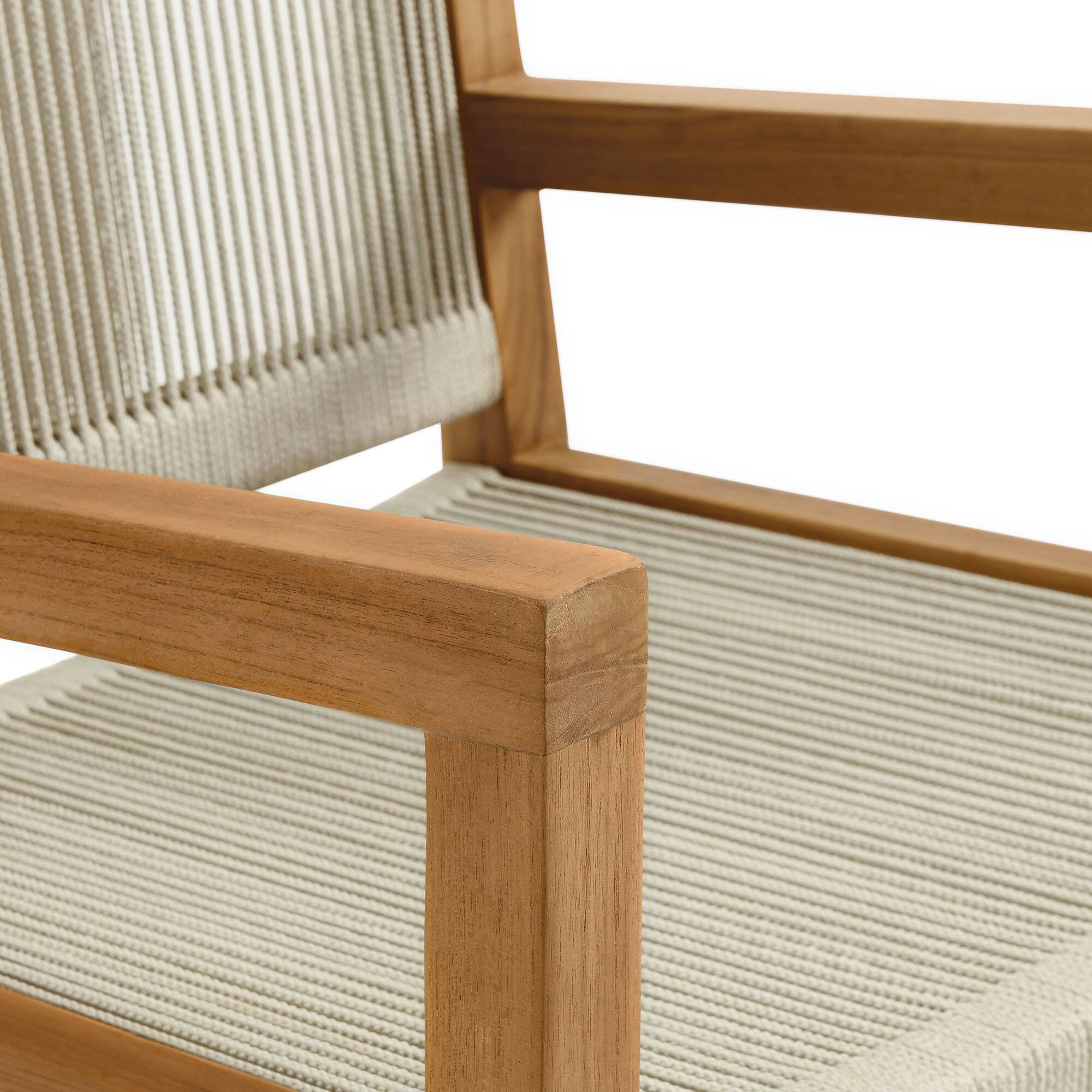 Alt View 6. Modway - Vienna Outdoor Patio Teak and Rope Dining Armchairs Set of 2 by Modway - Natural Natural.