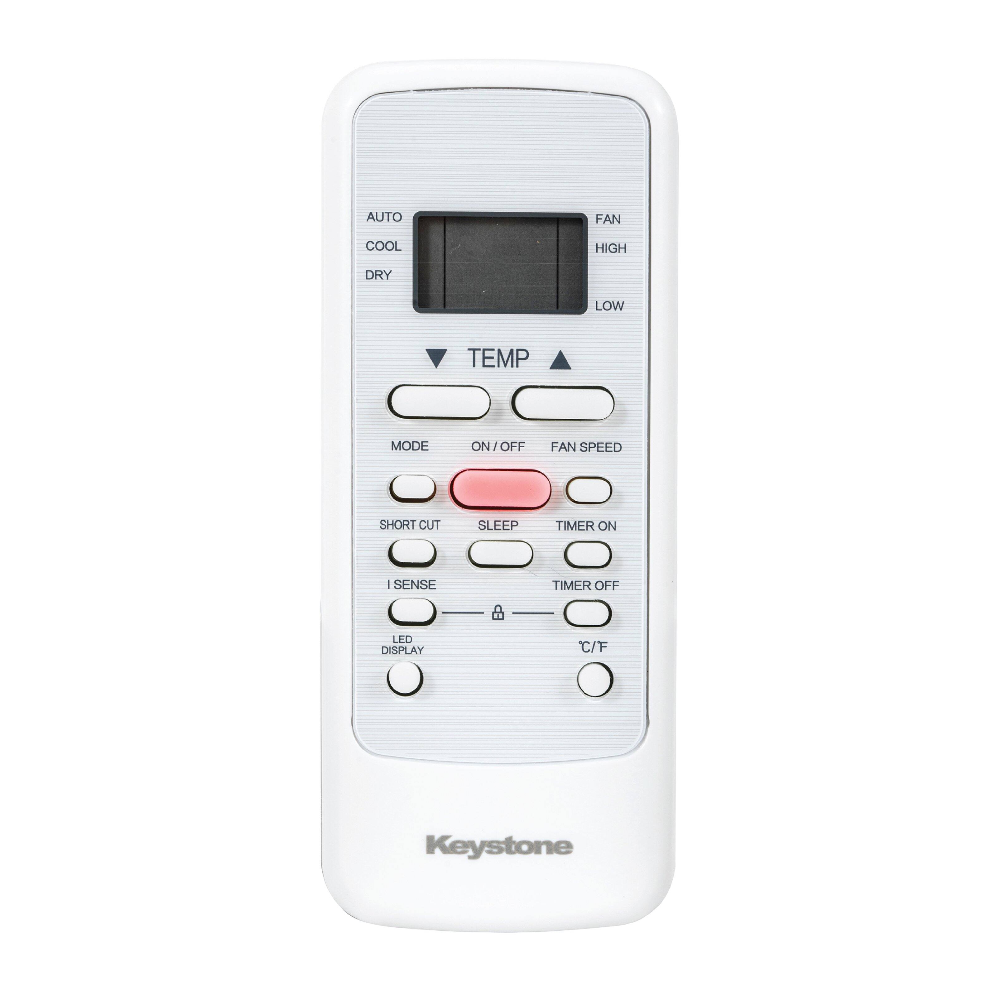 AUTO COOL DRY  
TEMP  
FAN HIGH LOW  
MODE ON/OFF FAN SPEED  
SHORT CUT SLEEP TIMER ON TIMER OFF  
I SENSE LED DISPLAY  
C/F  
Keystone