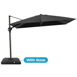 Crestlive Products - 9x12ft Aluminum Crank Cantilever Patio Umbrella with Base - Black