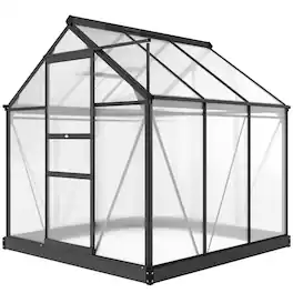 Outsunny - Polycarbonate Greenhouse, Heavy Duty Outdoor Aluminum Walk-in Green House Kit Vent Door