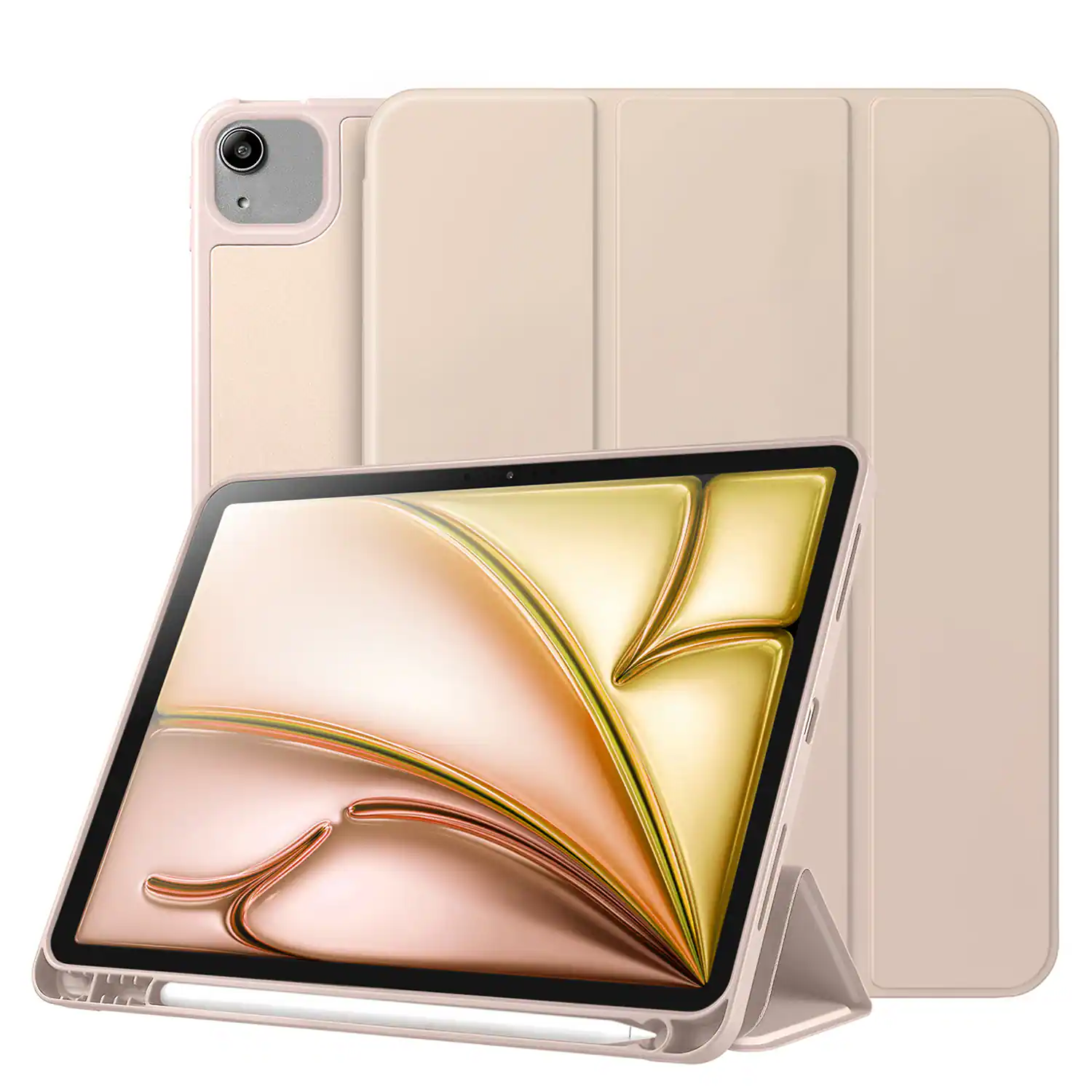 Vena - For Apple iPad Air 13 Inch Case with Pencil Holder, iPad Air M3 13 Inch Case, Trifold Stand, iPad Pro 12.9" Case - Pink