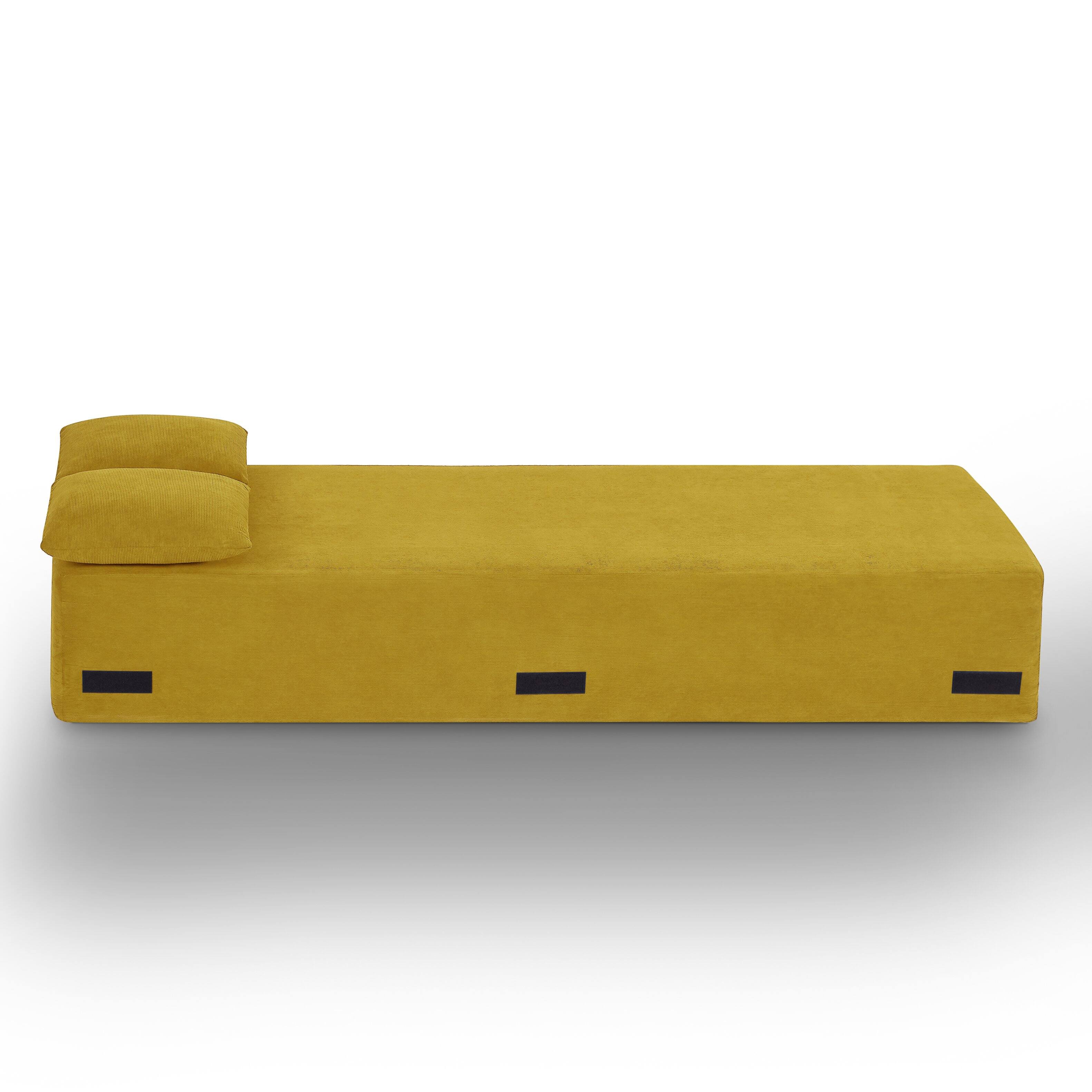 Left. Loheer - Loheer Modern 3 Seater Sofa Boneless Couch No Assembly 83 Inch Frameless Couch for Compact Living Room - Yellow.
