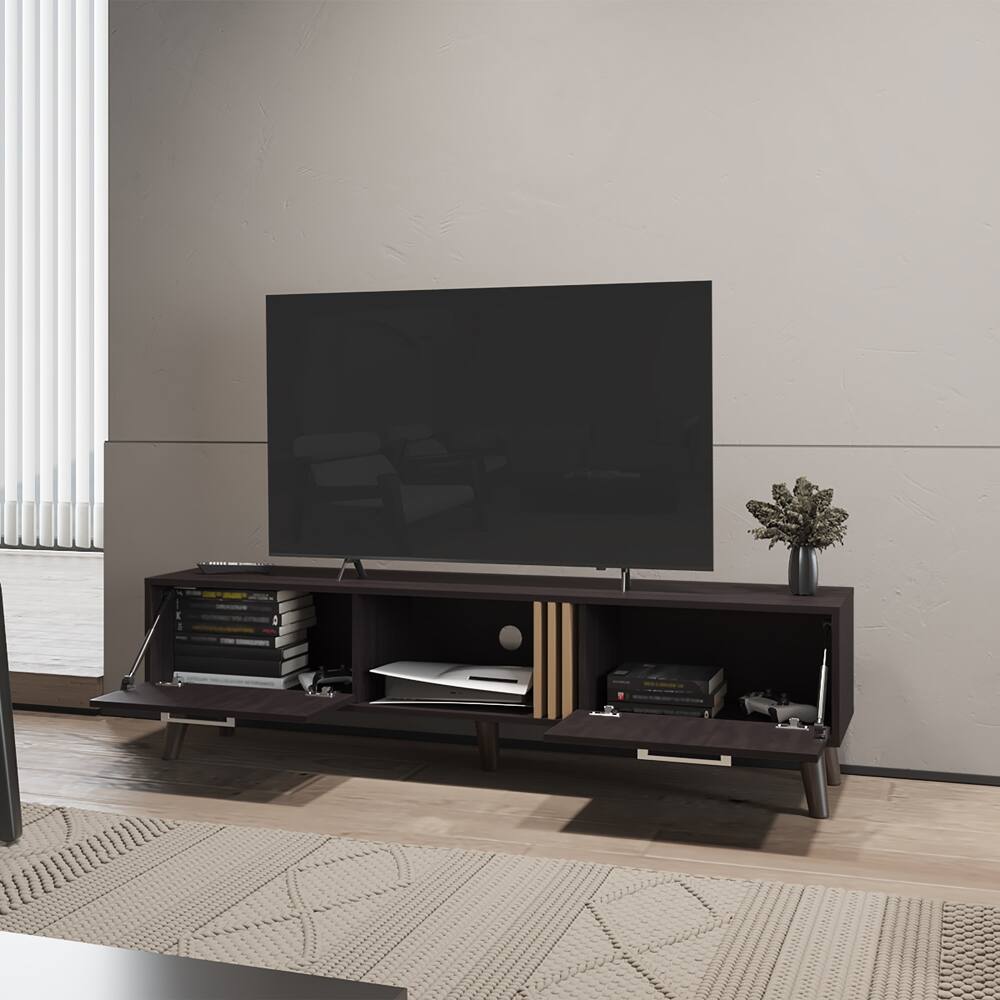 Left. APRILSOUL - Altoona Tv Stand Living Room Black and Light Oak - Black Multi.