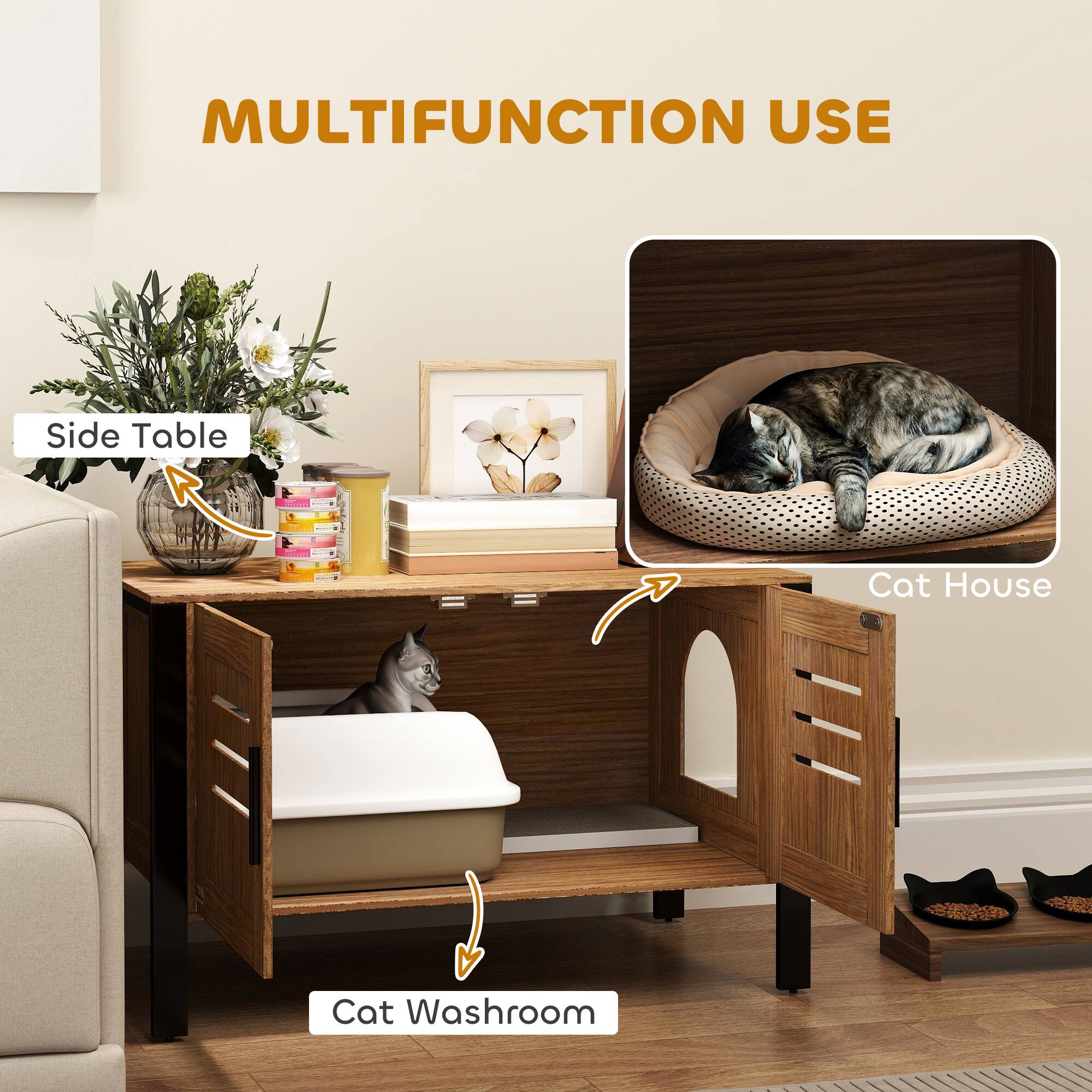 MULTIFUNCTION USE

Side Table

Cat Washroom

Cat House