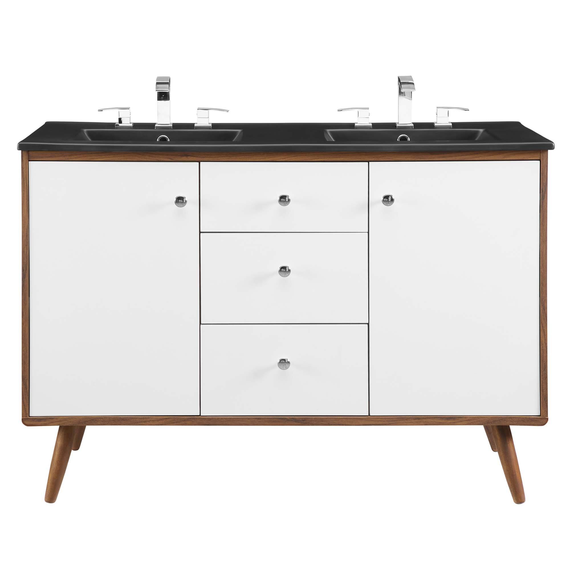 Alt View 3. Modway - Transmit Bathroom Vanity Basin Included - Walnut Black.