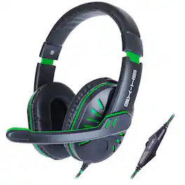 ENHANCE - Gaming Headset with Rotating Microphone - Soft Adjustable Headband - Green