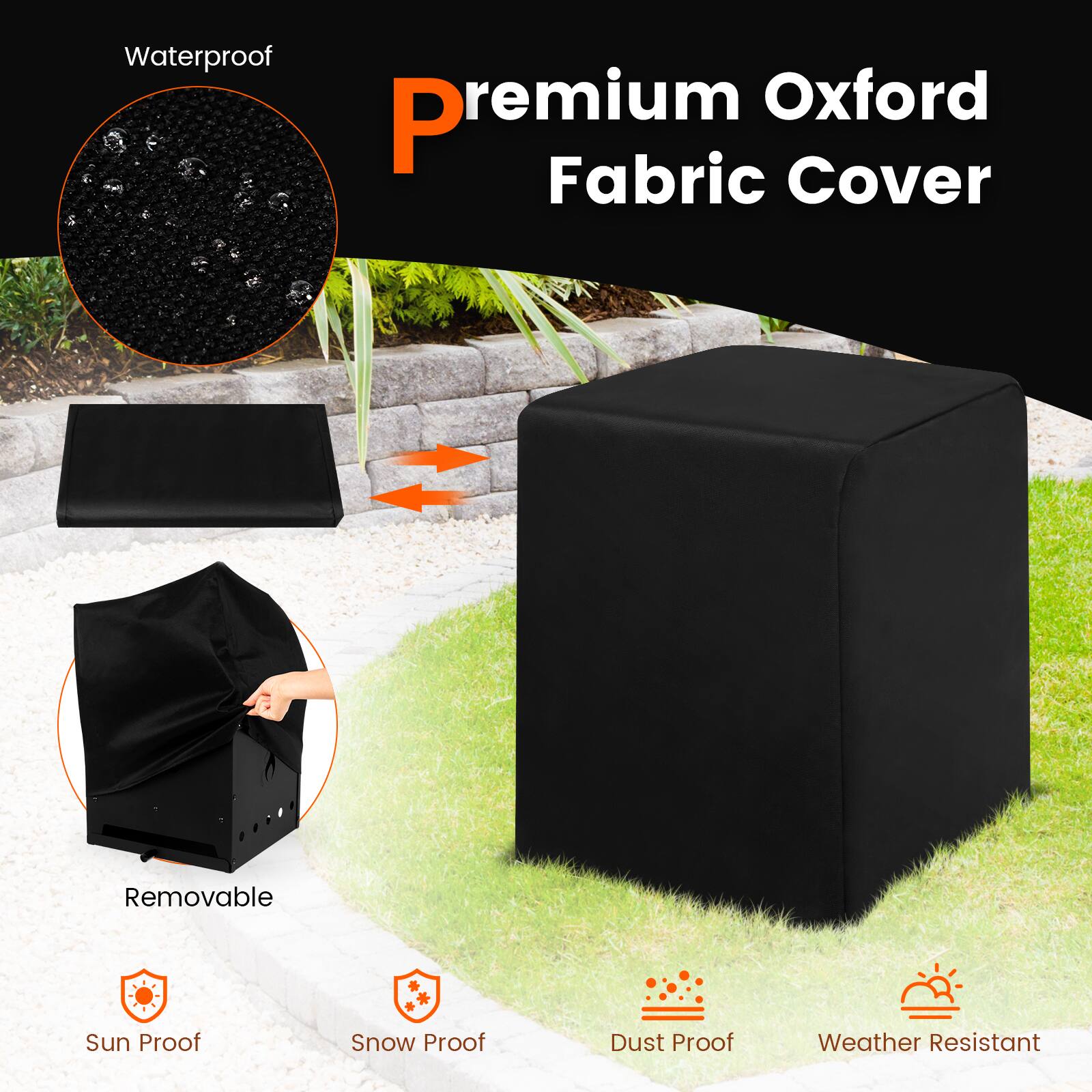 Waterproof, Premium Oxford Fabric Cover, Removable, Sun Proof, Snow Proof, Dust Proof, Weather Resistant