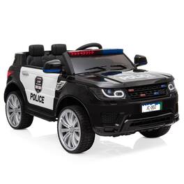 Winado - Electric 12V Kids Toy Gift Police Ride On SUV Car 3 Speed Lights Music with 2.4G Remote Control - Black