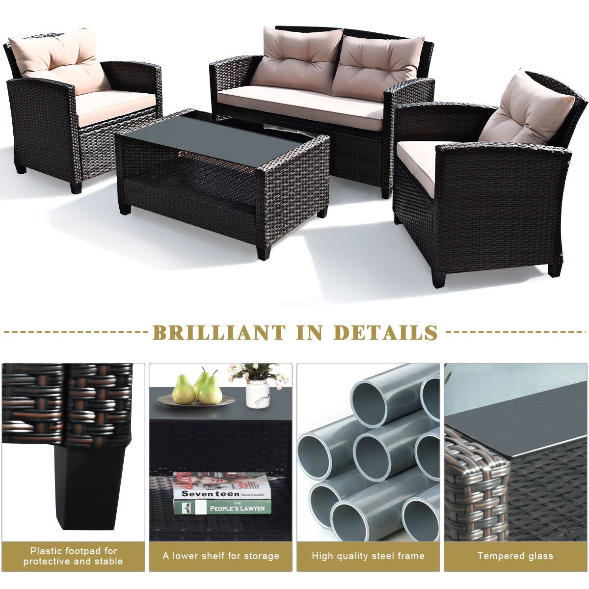 BRILLIANT IN DETAILS

Plastic footpad for protective and stable
A lower shelf for storage
High quality steel frame
Tempered glass