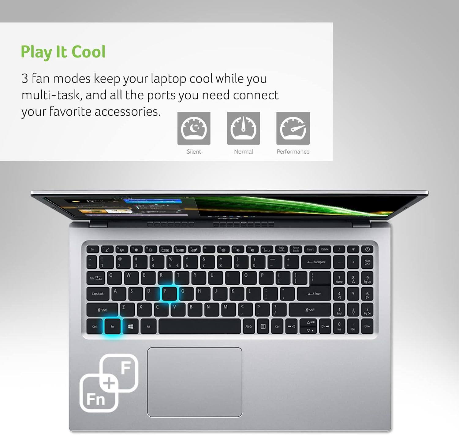 Play It Cool

3 fan modes keep your laptop cool while you multi-task, and all the ports you need connect your favorite accessories.

Silent Normal Performance

F + Fn