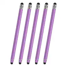 Front. Unique Bargains - 5pcs Stylus Pens for Touch Screens, 2 in 1 High Sensitivity Universal Pen Capacitive Stylus for Touch Screen Device - Purple.
