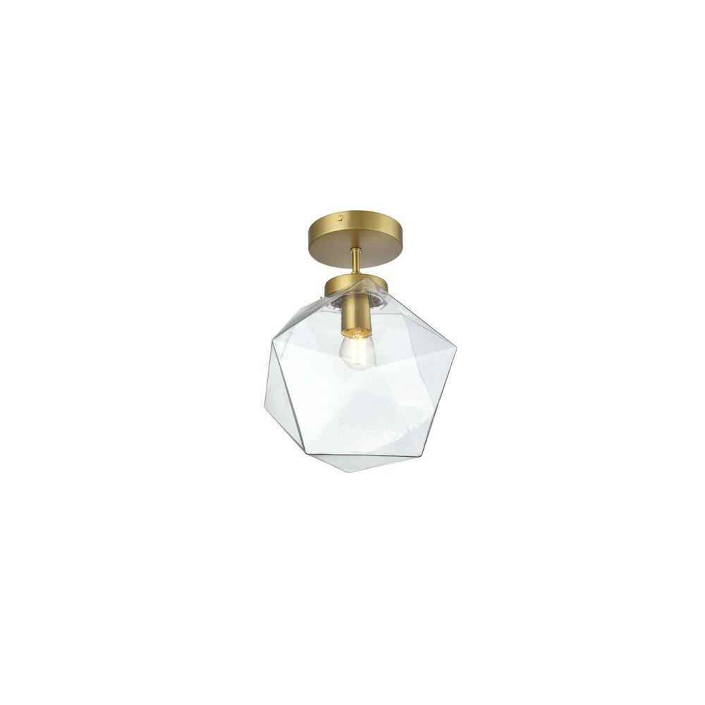 Left. Living District - Lawrence 10 Inch Flush Mount Ceiling Light Clear Shade in Satin Gold - Satin Gold And Clear.