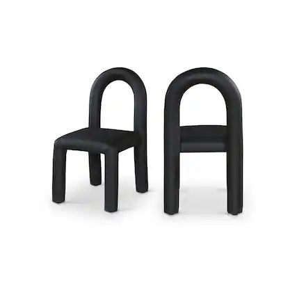 Front. Meridian Furniture - Amari Black Vegan Leather Dining Chair, Set of 2 - Black.