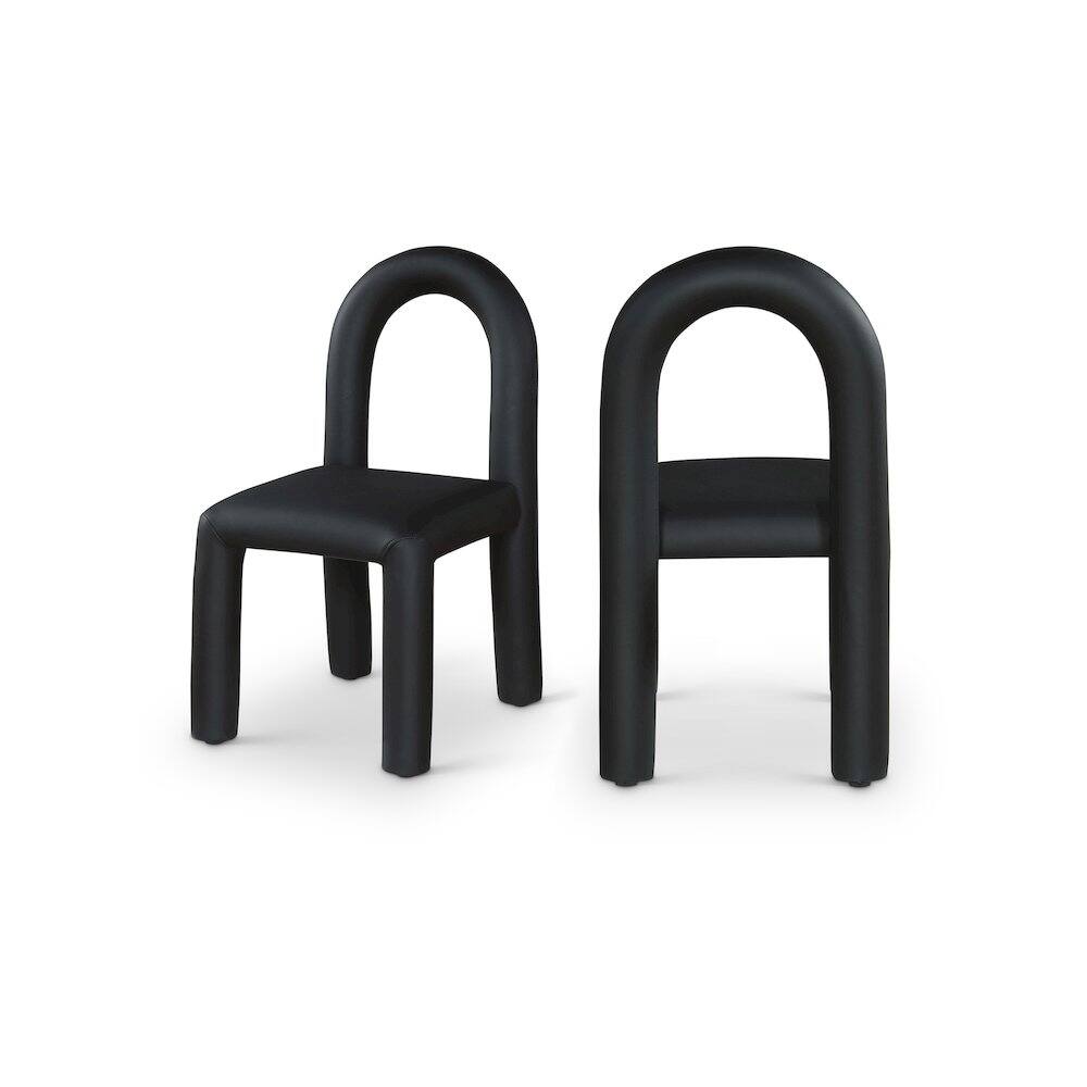 Front. Meridian Furniture - Amari Black Vegan Leather Dining Chair, Set of 2 - Black.