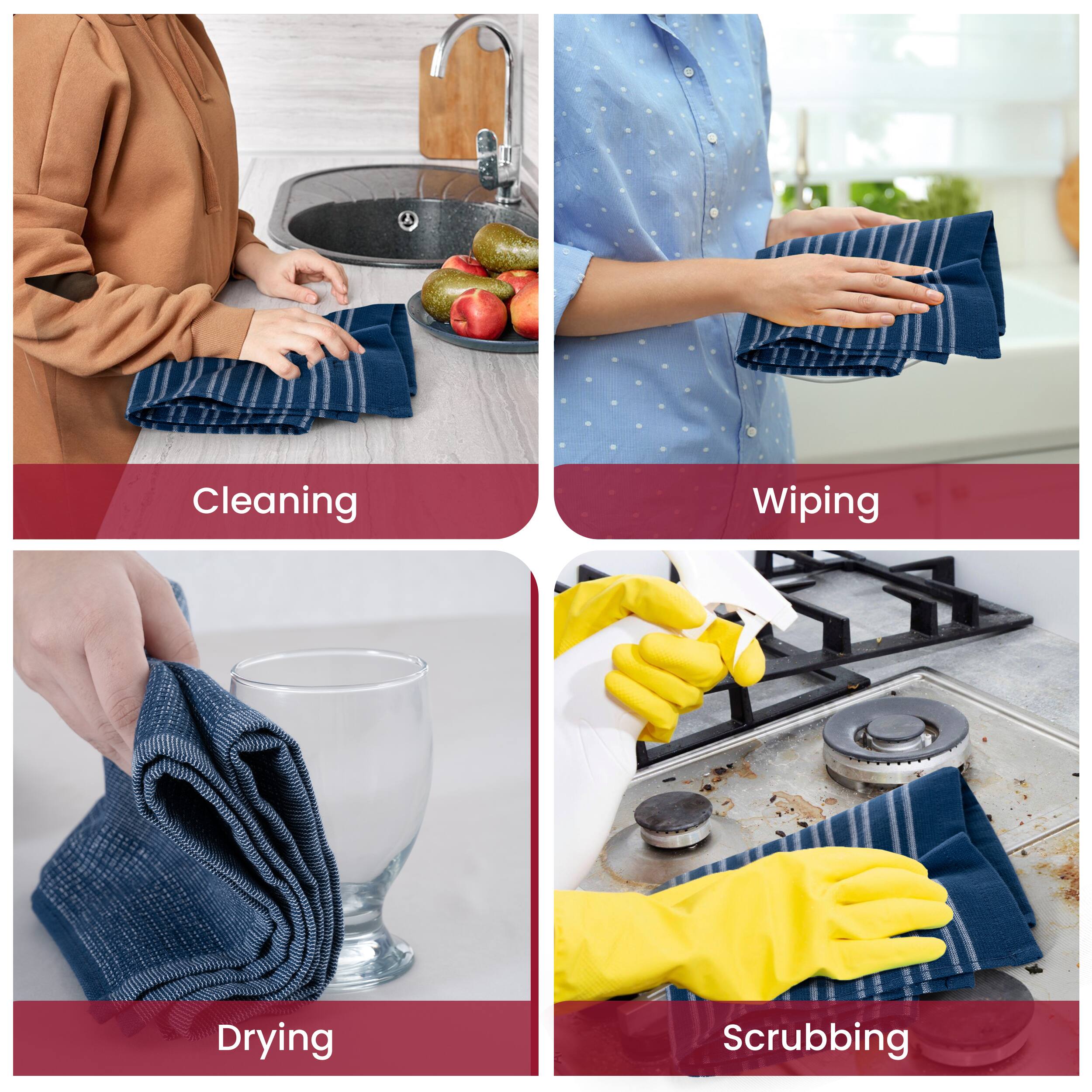Cleaning  
Wiping  
Drying  
Scrubbing