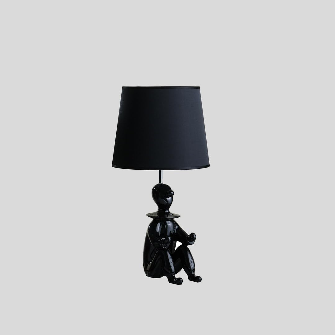 Angle. MOOSOO - 22" Black Modern Clown Phone Holder Resin Table Lamp - Black.