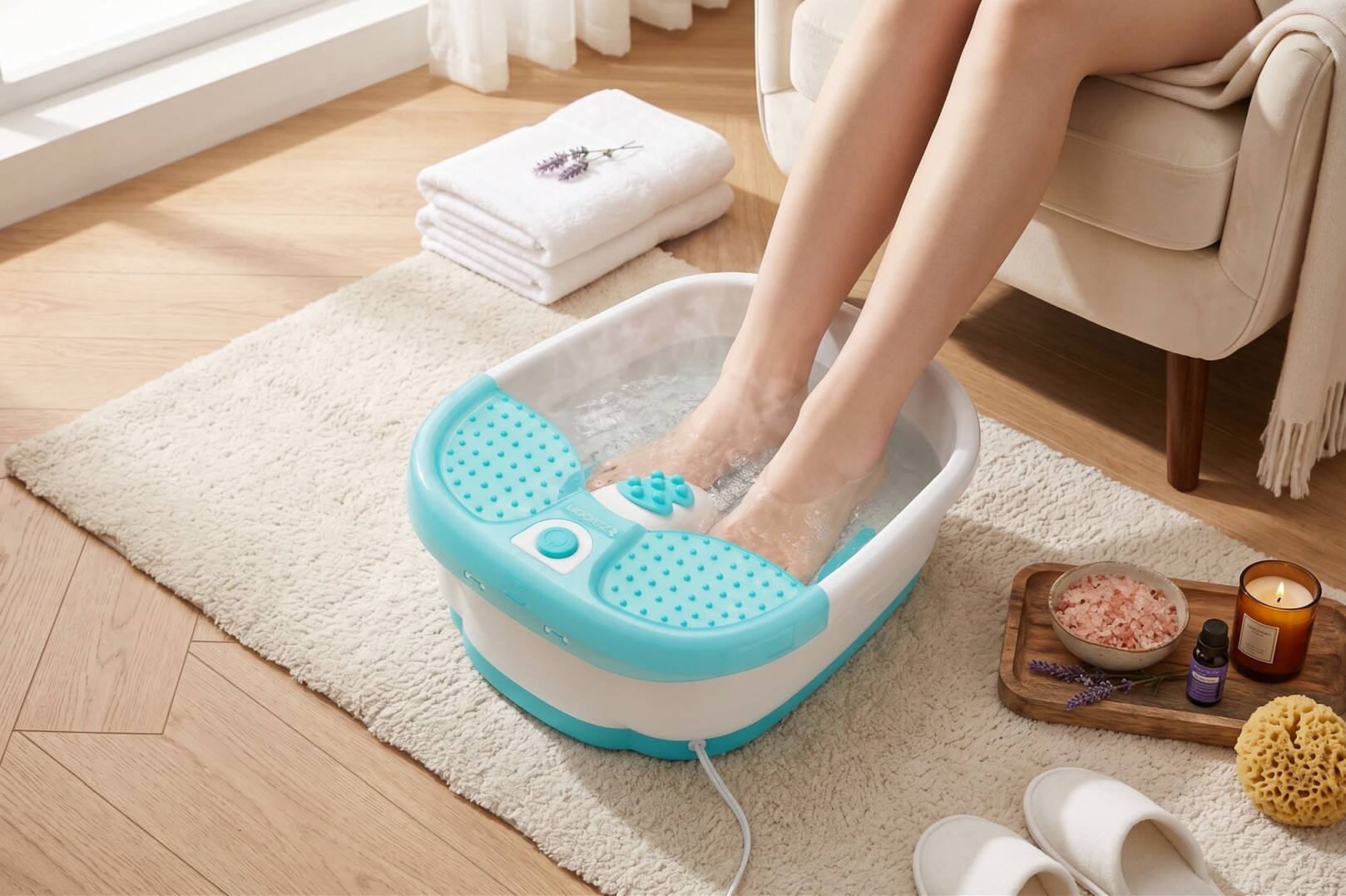 Alt View 4. Zaicon - Zaicon Foot Bath Massager - Turquoise/Aqua & White.