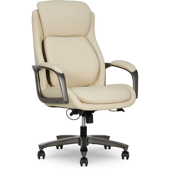 Elle Decor - Rivendell AIR Lumbar Ergonomic Vegan Leather Swivel Executive Chair, (60124-CRM) - Cream