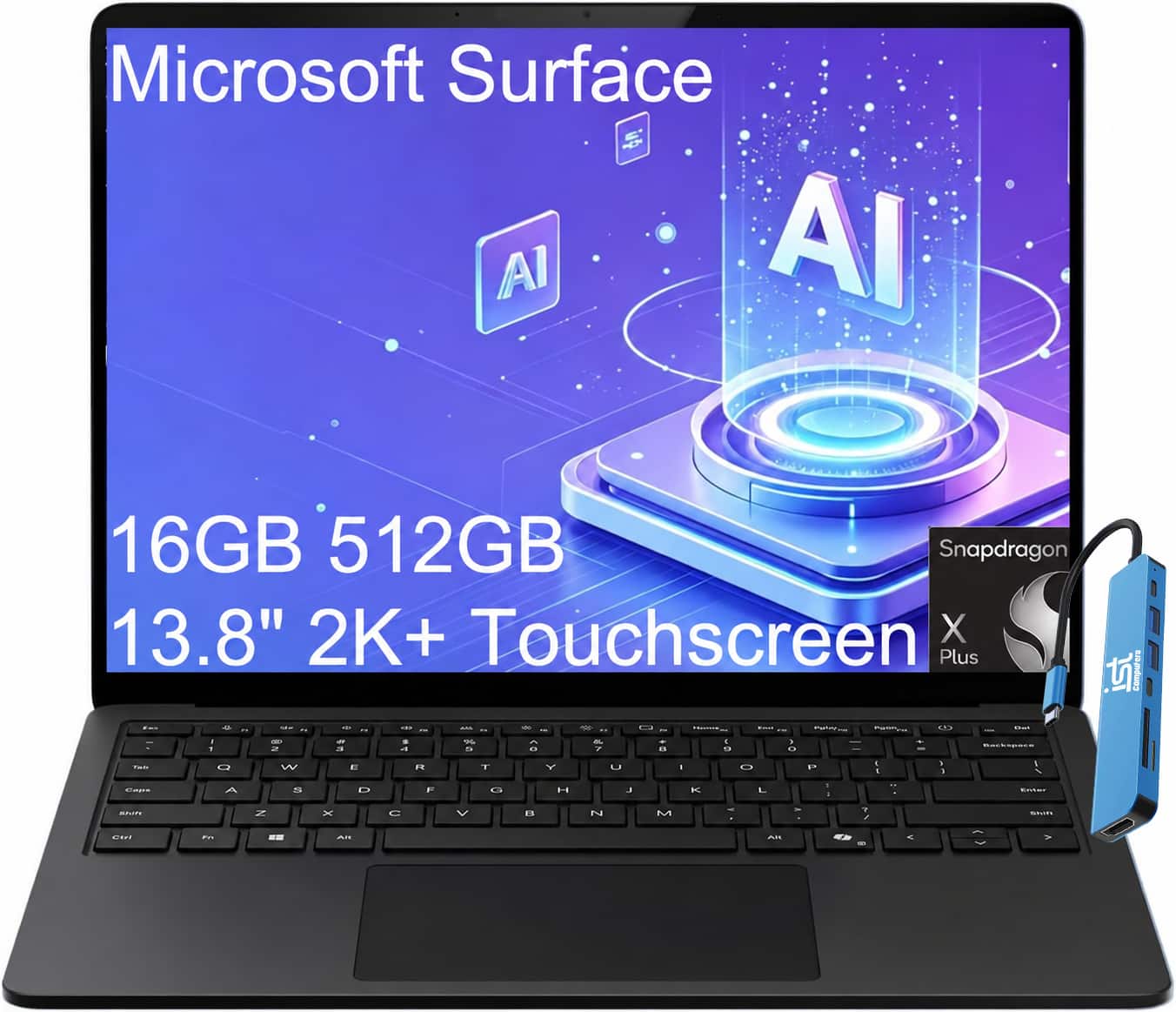 Microsoft - Upgraded - Surface Laptop - 13.8" 2K Touchscreen - Snapdragon X Plus 2024 - 16GB Memory - 512GB Storage (7th Ed) - Copilot+ PC - Black