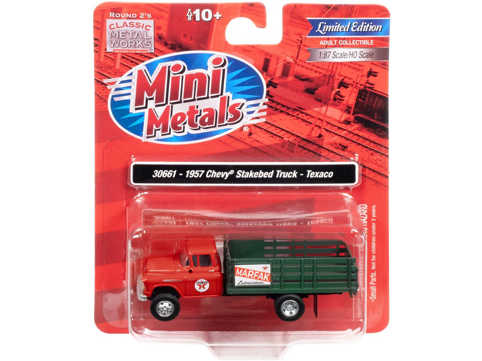 ROUND 2's 10+ CLASSIC METAL WORKS 5 PRELISA CASI SREA Mini Metals Limited Edition ADULT COLLECTIBLE 1:87 Scale/HO Scale 30661 - 1957 - 1957 Chevy Stakebed Truck - Texaco PSE W 5 Cusrk ESen URC I 1029C0 MARFAK TEXPEN Lubrication X AZARD years. 3 under children for Not Parts. -Small