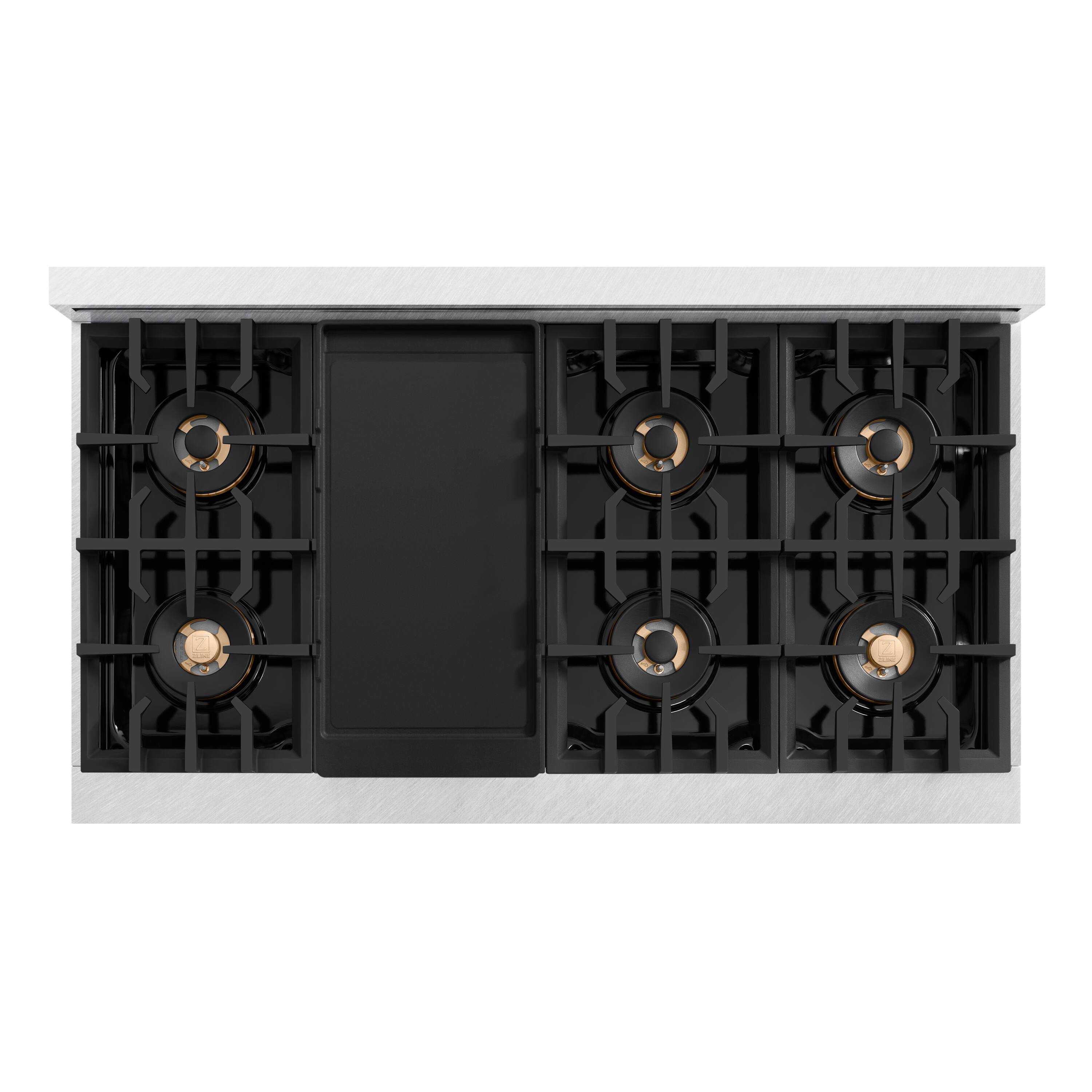 Alt View 13. ZLINE - Autograph 48 in. 6.7 cu. ft. Classic Freestanding DuoPro Dual Fuel Range in Satin Stainless Steel and Bronze Accents - Satin Stainless Steel.