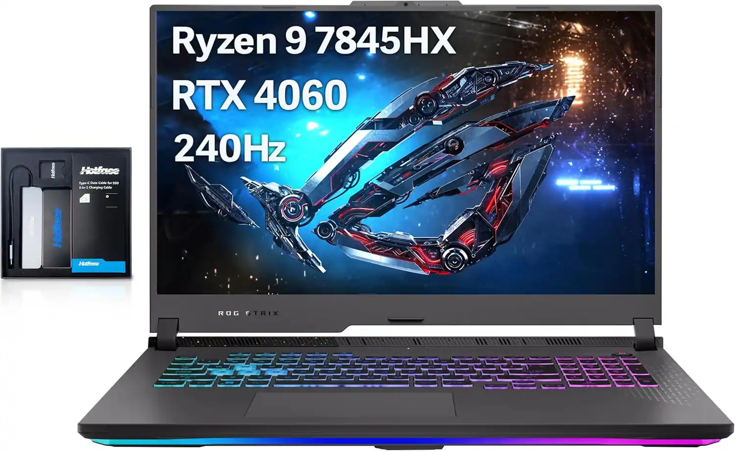 ASUS - ROG Strix G17 QHD 240Hz Gaming Laptop,Ryzen 9-7845HX,RTX 4060,64GB RAM,2TB SSD+128GB Dock Station,Win 11 Pro - Gray