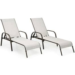 Pefilos - 2 Pcs Outdoor Patio Chaise Fabric with Adjustable Reclining Armrest, 5 Backrest Position, for Patio Lounge Chair - Gray